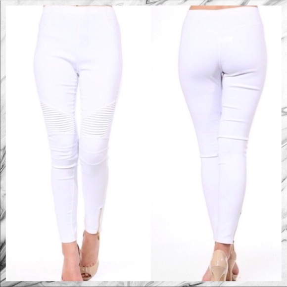 ‼️LAST PAIR‼️WHITE MOTO JEGGINGS‼️ - Picture 2 of 2